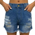 thumbnail image 2 of Wutalume Jeans for Women Denim Shorts Frayed Hem Distressed, Slim Fit Jean Shorts with Stretch for Summer Casual Style,Blue 2XL, 2 of 5