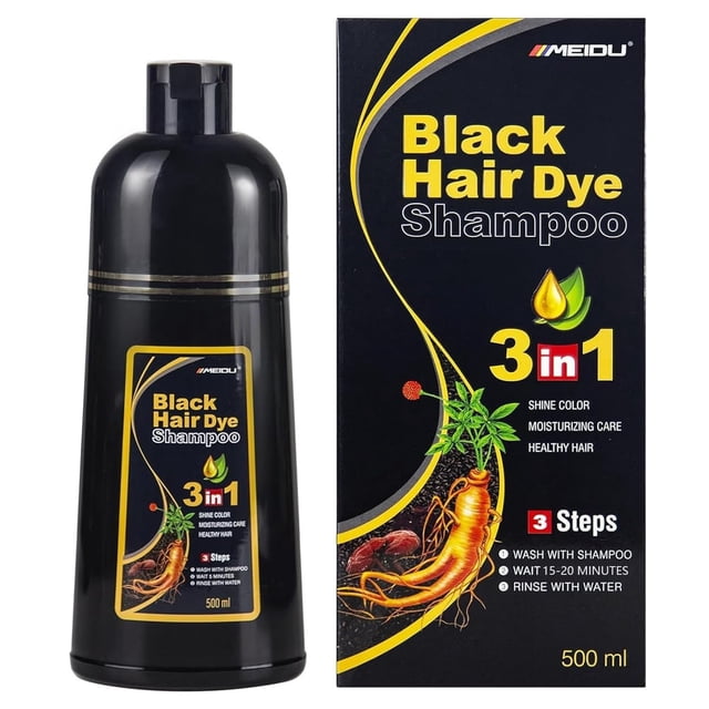 Champú para teñir el cabello Ivnil Meidu Black, 500 ml, cobertura gris