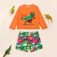 thumbnail image 4 of WIBACKER Boys Dinosaur Two Piece Swimwear Set Long Sleeve Rash Guard and Swim Trunks Quick Dry Bathing Suit UPF50+ Swimsuits for Kids Boys 1-7 Years, 4 of 9
