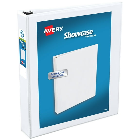 Avery Showcase Standard View Binder, 1.5" Slant Rings, White (19651)