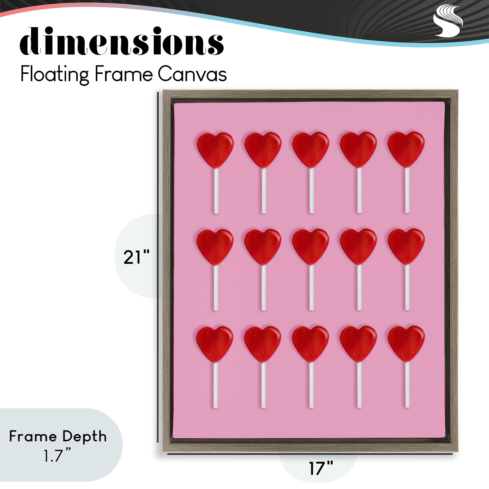 Stupell Industries Heart Lollipops Collection Brown Framed Floater Canvas Wall Art, design by LISH Creative