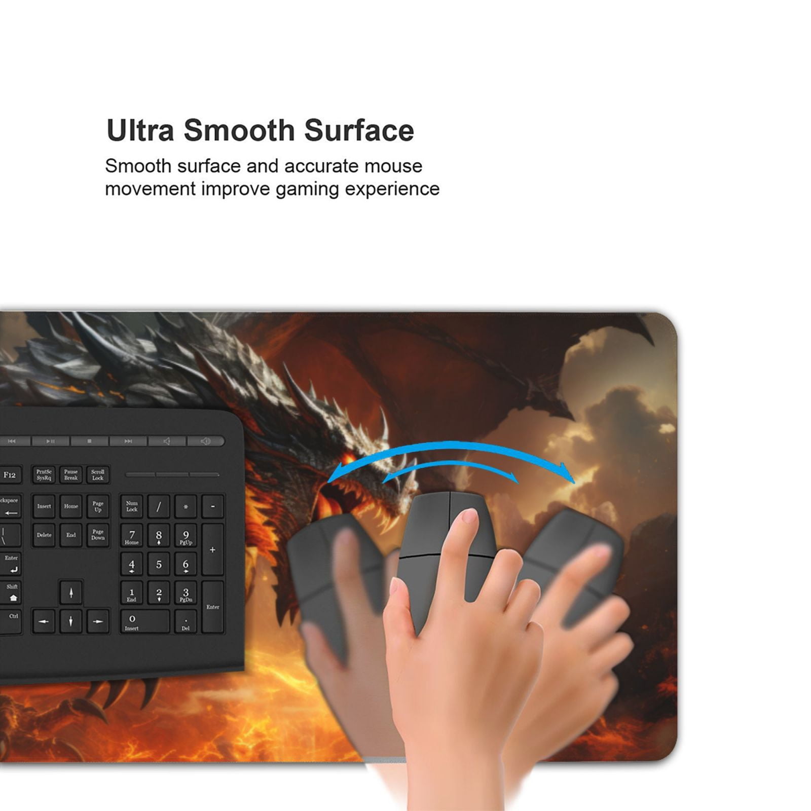 Hirioo Fiery Dragon Of Chaos for Mouse Pad ,Anti-Slip Base, Durable Stitched Edges, Perfect for Gaming, Office, and Home Use,16x35.5in