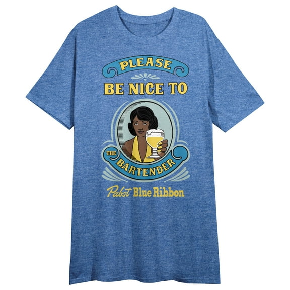 Pabst Blue Ribbon Be Nice Women's Blue Heather Night Shirt-Medium