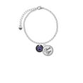 thumbnail image 2 of Delight Jewelry Silvertone Purple Paw on Black Disc - Domed Thank You Charm Bracelet, 6"+2", 2 of 5