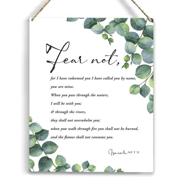 Fear Not for I Have Redeemed You Bible Verse Wood Sign Rustic Isaiah 431-2 Watercolour Christian Wooden Hanging Plaque for Home Office Wall Art Decoration 8x10 Inch Present