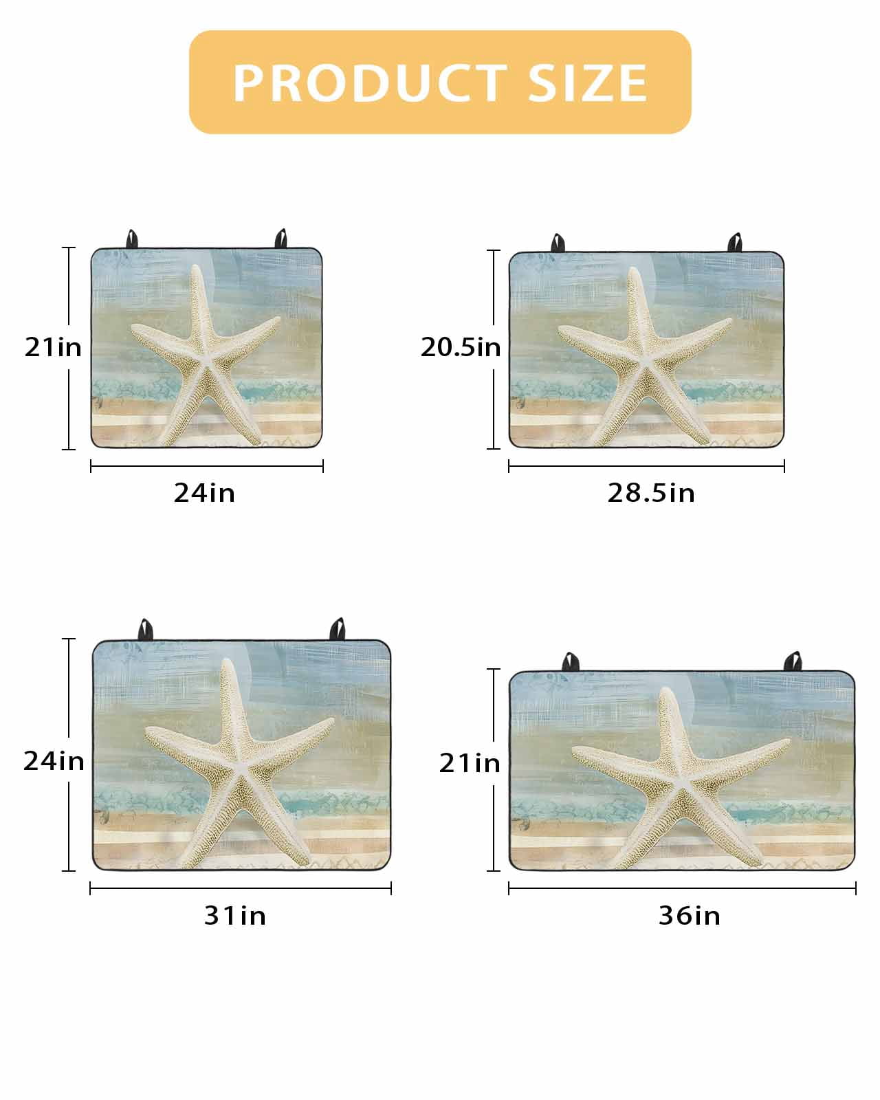 nqOlkjepod Large Induction Cooktop Protector Mat 24"x21", Coastal Beach Starfish Stove Top Covers for Electric Stove, Vintage Summer Ocean Stripe Stove Burner Cover Mats, Glass Top Stove Cover
