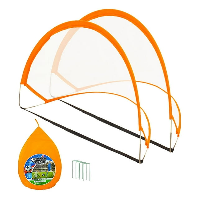 DYNWAVECA 2 Pieces Kids Soccer Goals Set Mini Soccer Goals Set Net Fun Football Gate Outdoor Sports Games Football Goal for Garden Kids 75 x 65 x 65 cm