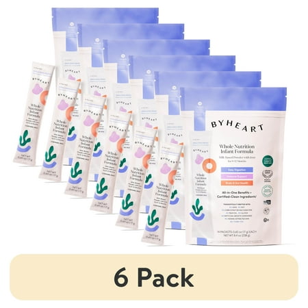 (6 pack) ByHeart Whole Nutrition Anywhere Pack™ Infant Formula Powder, Made with Organic Whole Milk, 14 Count
