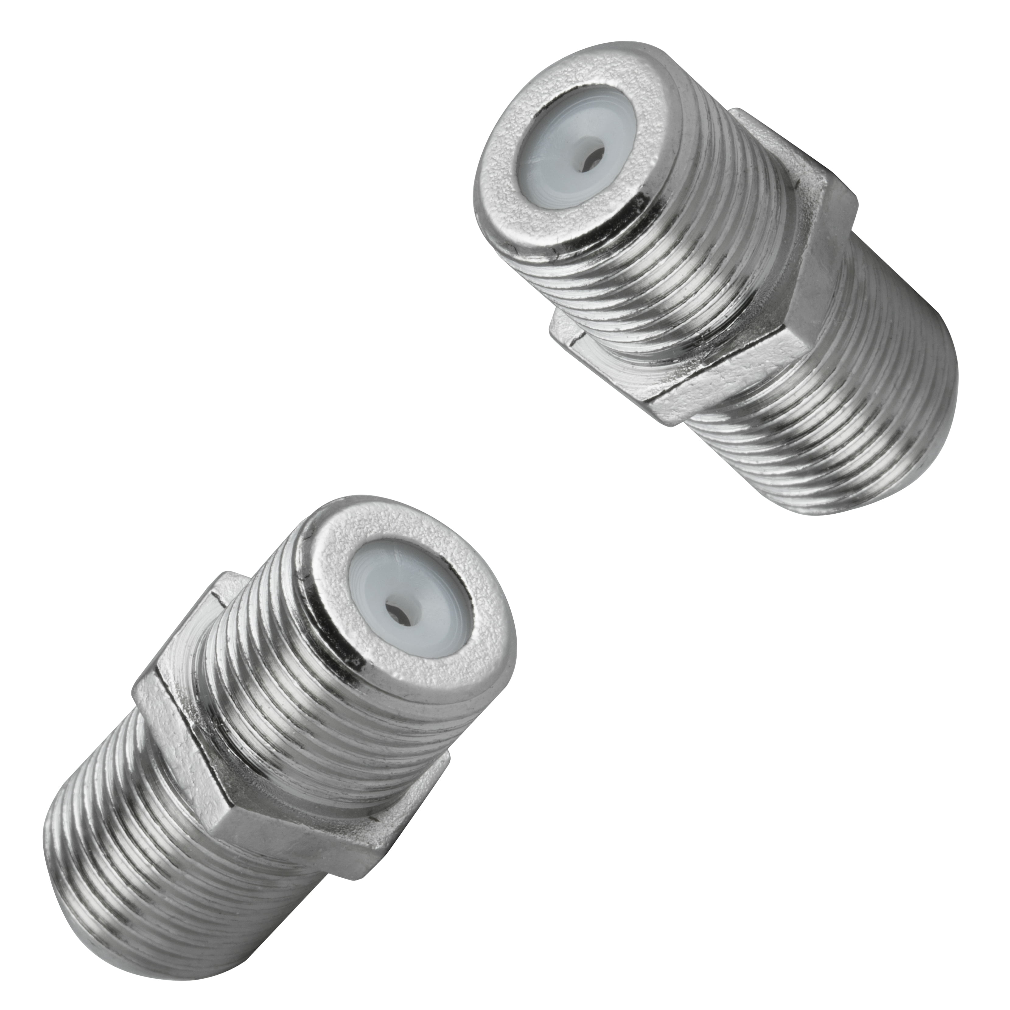 onn. Coax Cable Extension Adapters, 2 Pack, Silver