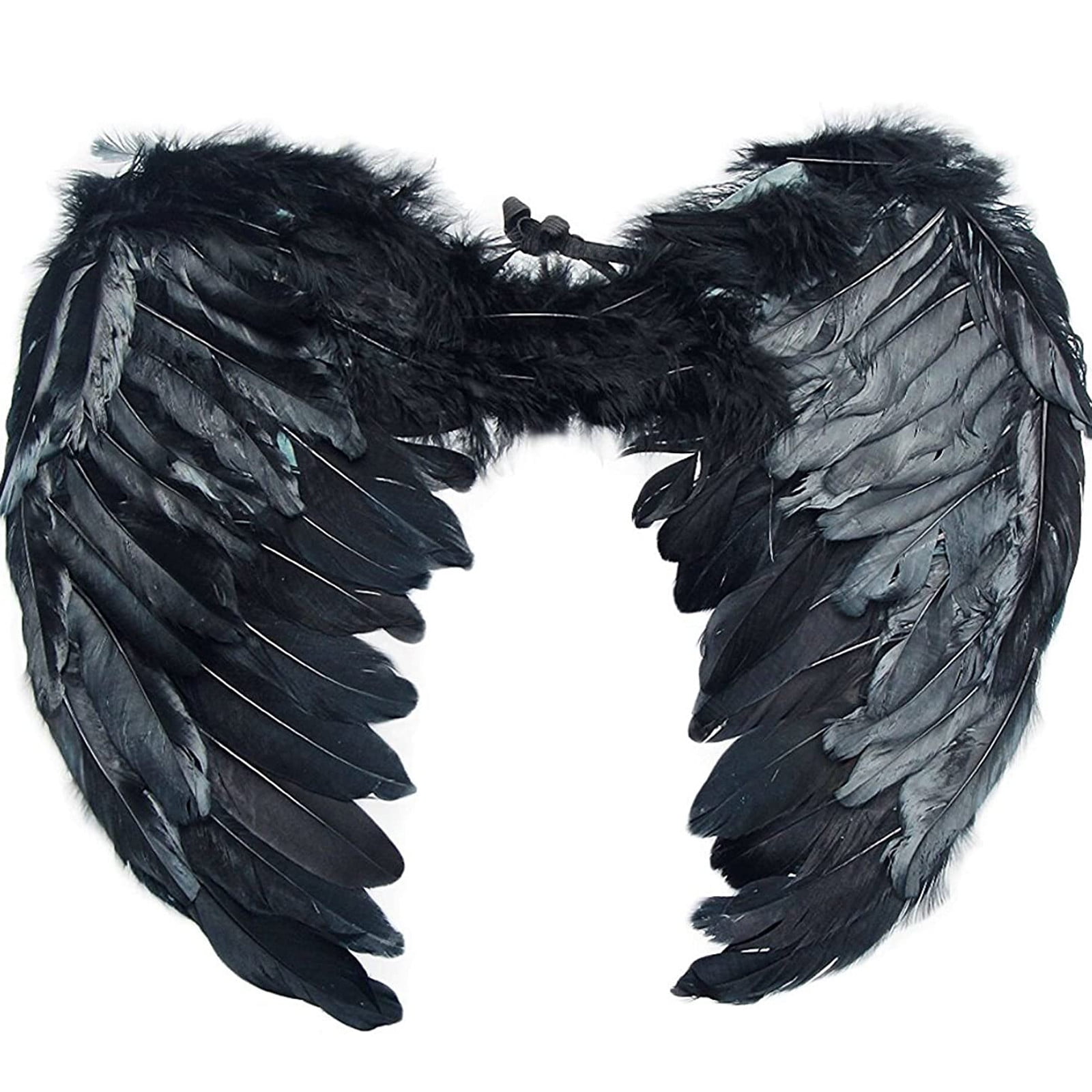 BLACK Feather Angel Wings Bird Crow Halloween Fancy Dress Costume Hen Night