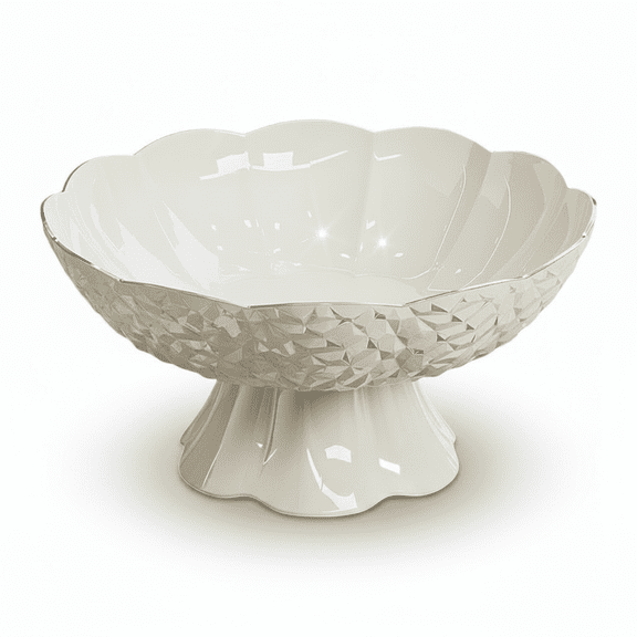 Nishiyuenyi Pedestal Fruit Bowl Decorative Storage Tray for Dining Room Banquet Tabletop White