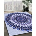 thumbnail image 3 of Ahgly Company Machine Washable Indoor Square Transitional Deep Periwinkle Purple Area Rugs, 3' Square, 3 of 7