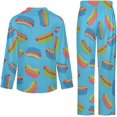 thumbnail image 5 of Top-kevin Womens Pajamas Set Hearts Leopard Lips Pattern Soft Long Sleeve Sleepwear Button Down Sets, 5 of 6