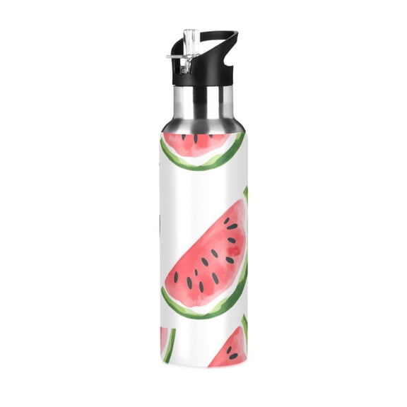 Yayeee 20oz Insulated Water Bottle Double Wall Stainless Steel with Flip Straw Lid, White Watermelon