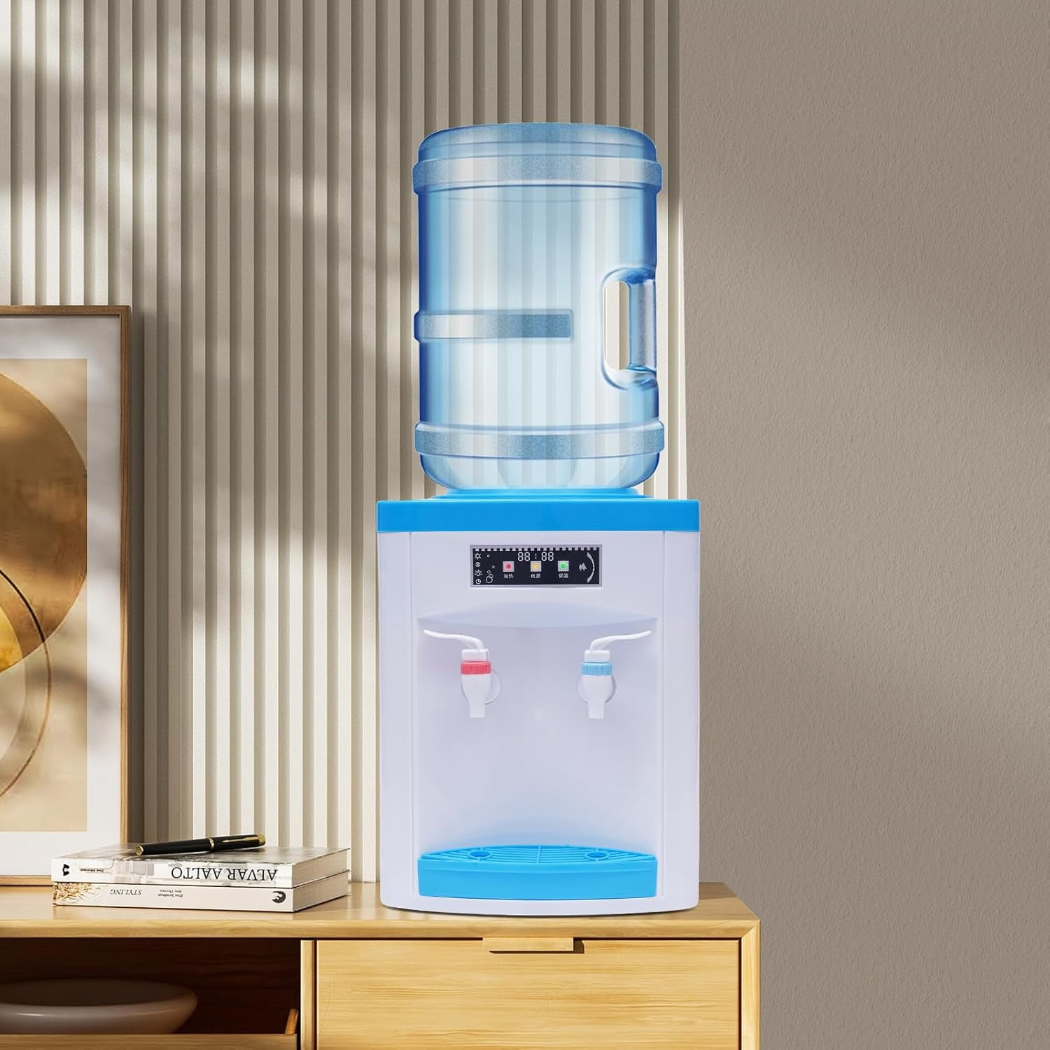 Miumaeov Portable Countertop Water Dispenser Mini Tabletop Drinking Machine Small Space Hydration Station Desktop Water Dispenser