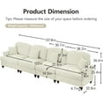 thumbnail image 2 of Modular Sectional Sofa, 4 Seat Sofa with Flared Arms, Removable Ruffles Pleats Skirts, Chenille Deep Seat Sofa for Living Room, Beige, 2 of 7