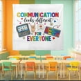 thumbnail image 2 of ViciArt Communication Looks Different Tapestry – 30"x40" Polyester Classroom Wall Hanging, Inclusive AAC & ASL Decor, 2 of 4