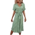thumbnail image 2 of Robes d'Été Grande Taille pour Femmes 2024 Décontractées Printemps et Col en V Manches Trois-Quarts Imprimées Économisez jusqu'à 65 %!, 2 of 8