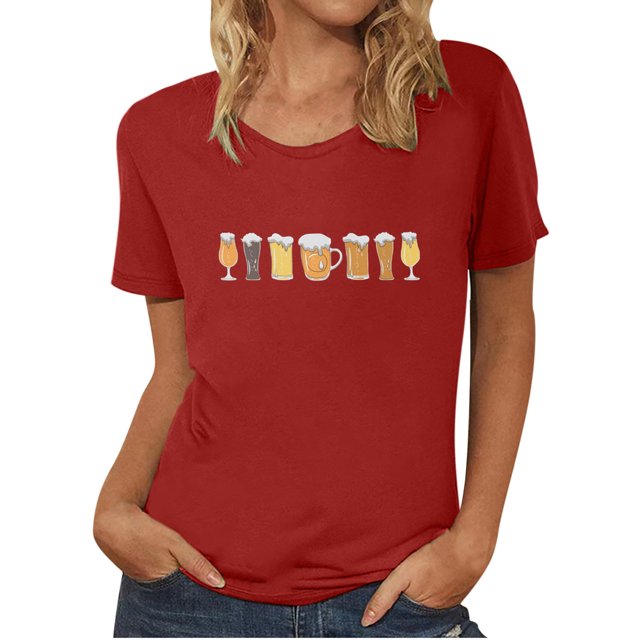 Blouse Femme Oktoberfest Col Rond Mode T-Shirt Été Imprimé Manches Courtes Pull T-Shirt Hauts Chemise
