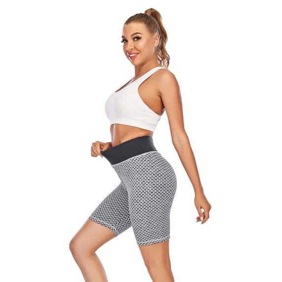 Women High Waist Yoga Five Point Pants Premium Tummy Control Bike Pants Running Athletic Spandex Leggings