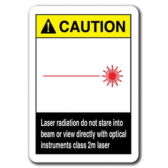 Caution Sign - Laser Radiation Do Not Stare Into Beam Or View Directly With Optical Instruments Class 2m Laser 7"x10" Plastic Safety Sign ansi osha