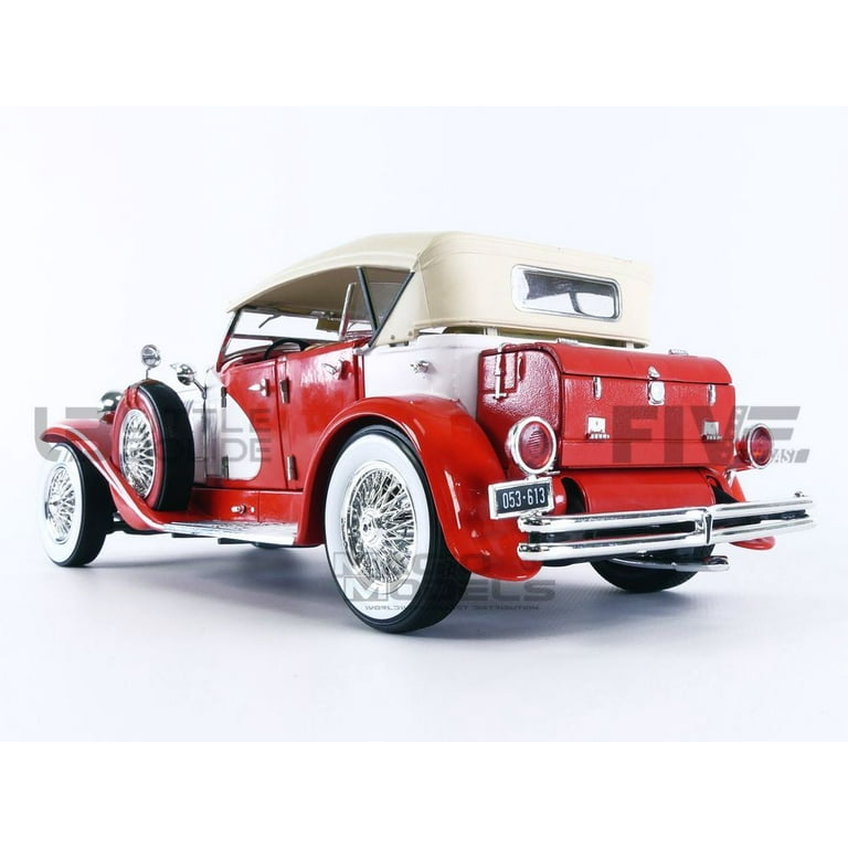 Duesenberg II SJ Red and White with Tan Top 1/18 Diecast Model Car
