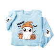 thumbnail image 5 of Uootdi Halloween Sweatshirts for Women Long Sleeve Crew Neck Ghost Pumpkin Bat Sleeve Print Womens Graphic Tees Oversized Fit Spooky Season Trick Or Treat Soft Cozy Womens Pullover Tops Gift, 5 of 7