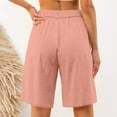 thumbnail image 4 of Delliss Women's Cotton Linen Short Pants Summer Casual Baggy Palazzo Short Pants Elastic Waist Wide Leg Short Trousers with Pockets, 4 of 7