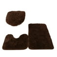 thumbnail image 1 of 3pc Bathroom Set Rug Mat Toilet Lid Cover Plain Solid Color Bathmats, 1 of 5