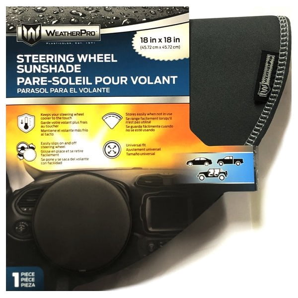 Case of 4 - WeatherPro Steering Wheel Sunshade Cover (18" x 18") Universal Design