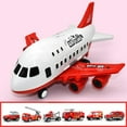 thumbnail image 5 of Aircraft Passenger Plane Carrier Kids Air Freighter Toy with 6 Vehicles for Kids Fire Fighting Trucks, 5 of 7