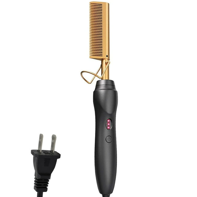 Hot Comb Hair Straightener Comb, Electric Heating Straighten Comb, Anti-Scald Pressing Heated Comb, Wet and Dry Hair, Security Portable Hair Straightener Comb