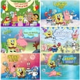 thumbnail image 2 of Fondo de fiesta de Bob Esponja con nombre y edad de bebé personalizado, decoración para cumpleaños de niño, accesorios de fotografía de Patricio y Estrella, pancarta, 2 of 5