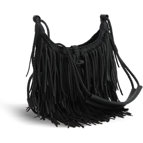Vintage Fringe hobo bags for Women Vegan Faux Suede Leather Tassel Crossbody Bag Fringe Purse