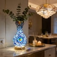 thumbnail image 4 of USB Glass Vase LED Night Light 13.77In Mediterranean Geometric Pattern 2 In 1 Vase Ambient Lamp 3 Level Dimming Flicker Light for Bedroom Bedside Living Room Homestay Housewarming Holiday Gift Decor, 4 of 7