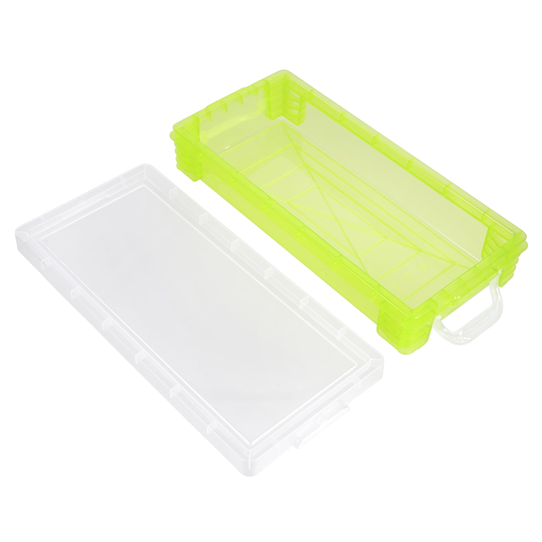 Simply Tidy Plastic Pencil Cases with Snap-Tight Handles, Transparent Green, 12 Pack