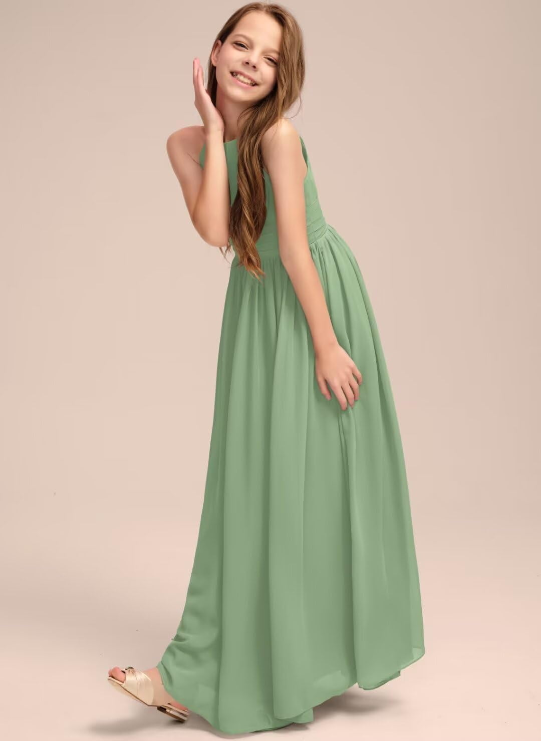 Tween Gala Dresses A A-line Halter Floor-Length Chiffon Junior Bridesmaid  Dresses Girls' Special Occasion Dresses