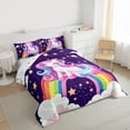 thumbnail image 3 of Homewish Teens Kawaii Unicorn Bedding Comforter Set, Dreamy Rainbow Cloud Twin Comforter Sets, Mystic Purple Stars Galaxy Reversible Bedding Set, Microfiber Bedroom Decor, 2 Pieces, 3 of 8