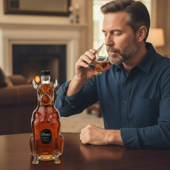 ZZkhGO Dog Shaped Whiskey Decanter Bottle, Clear Borosilicate Glass Liquor Bottle, 320ml Handmade Spirit Decanter for Gift Collection