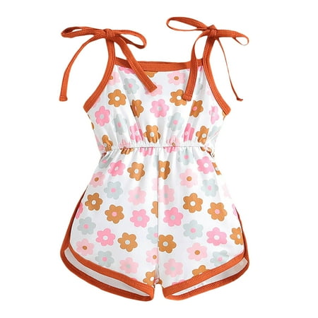 

Jumpsuits for Girls Kids Casual Skin-Friendly Sleeveless Suspenders Floral Prints Kids Baby Girl Kint Romper