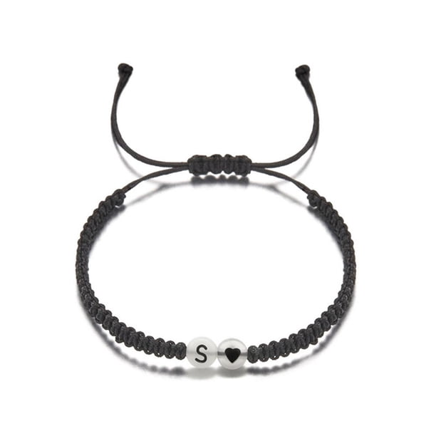 Ruifaya BaYuYPOO Nueva pulsera luminosa tejida a mano de 26 letras Pulsera tejida a mano para parejas Pulsera de tela hecha a mano Brazaletes de tejido vintage