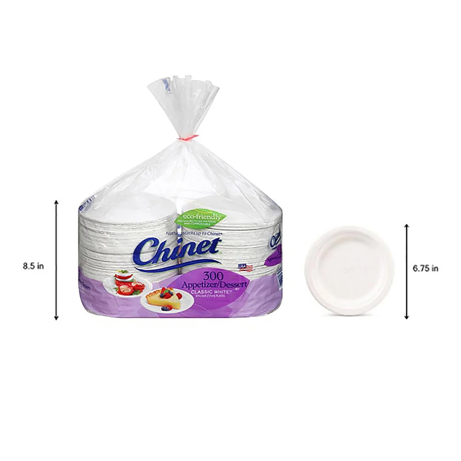 Chinet Classic White 6.75" Appetizer &amp; Dessert Plates (300