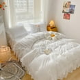 thumbnail image 3 of MOOWOO Chic Ruffle Lace Polyester Duvet Cover Set -Girl White Bedding-3 Piece Full Duvet Cover with Zipper Closure -Ultra Soft and Light Weight, 3 of 9