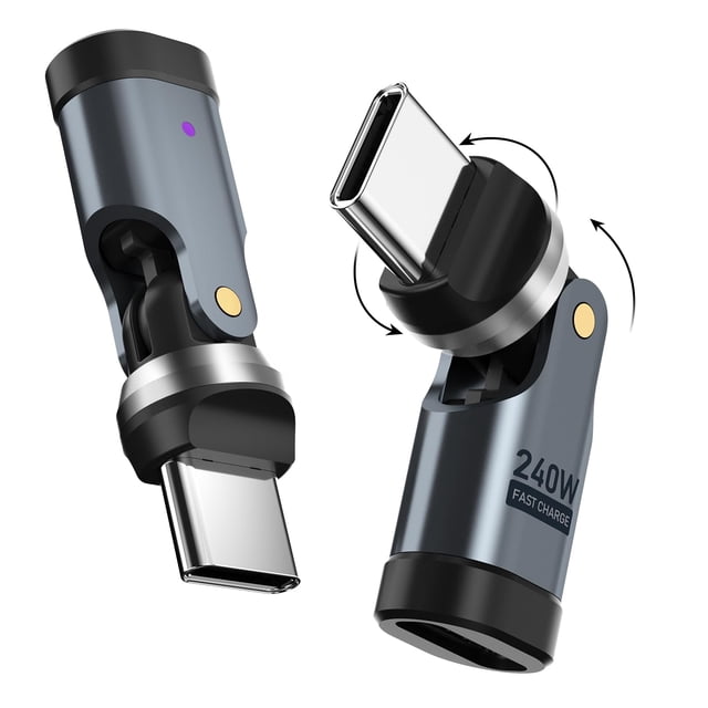 Adaptador USB C MAXAUX 240W PD Giratorio 360° Paquete de 2