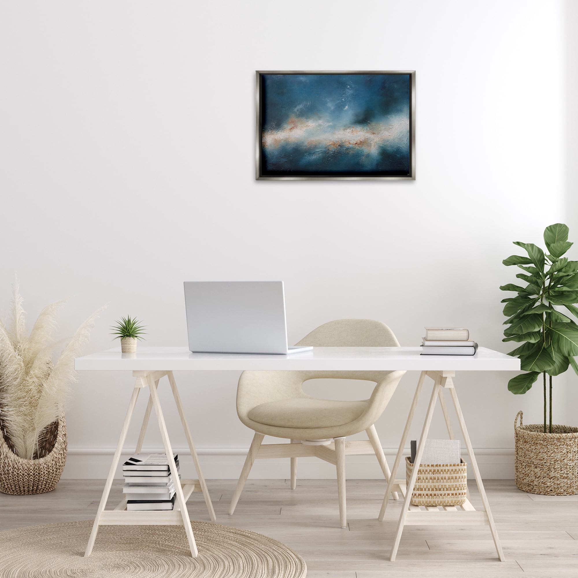 Stupell Industries Beneath The Surface Abstract Abstract Painting Gray Floater Framed Canvas Art Print Wall Art, 25 x 17