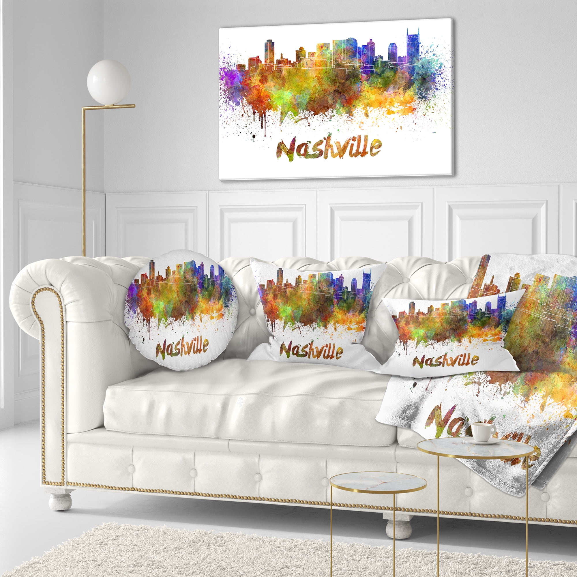 Designart Las Vegas Skyline - Cityscape Throw Pillow - 12x20
