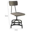 thumbnail image 4 of Metal Adjustable Side Chairs with Wooden Swivelling Seats and Open Backrest, Gray, Set of Two, 4 of 5