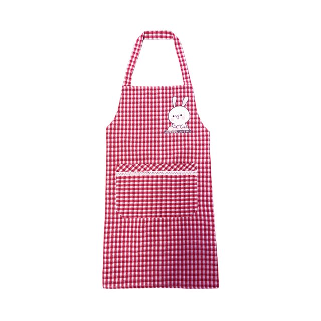 Cotton Kitchen Apron, Oil-Proof and Breathable, Adult Size with Large Pockets, Fashionable Plaid Design, Adjustable Waistband for Home Cooking