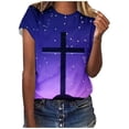 thumbnail image 1 of Fiudx Ropa de Mujer Blusa Holgada Estampada con Cuello Redondo Retro de Manga Corta a La Moda para Mujer, 1 of 3