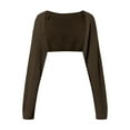 thumbnail image 5 of Cardigan Sweaters for Women Trendy Cropped Long Sleeve Fall Warm Ribbed Short Sweaters Casual Solid Color Open Front Outerwear Shrugs for Women Coffee M, 5 of 7